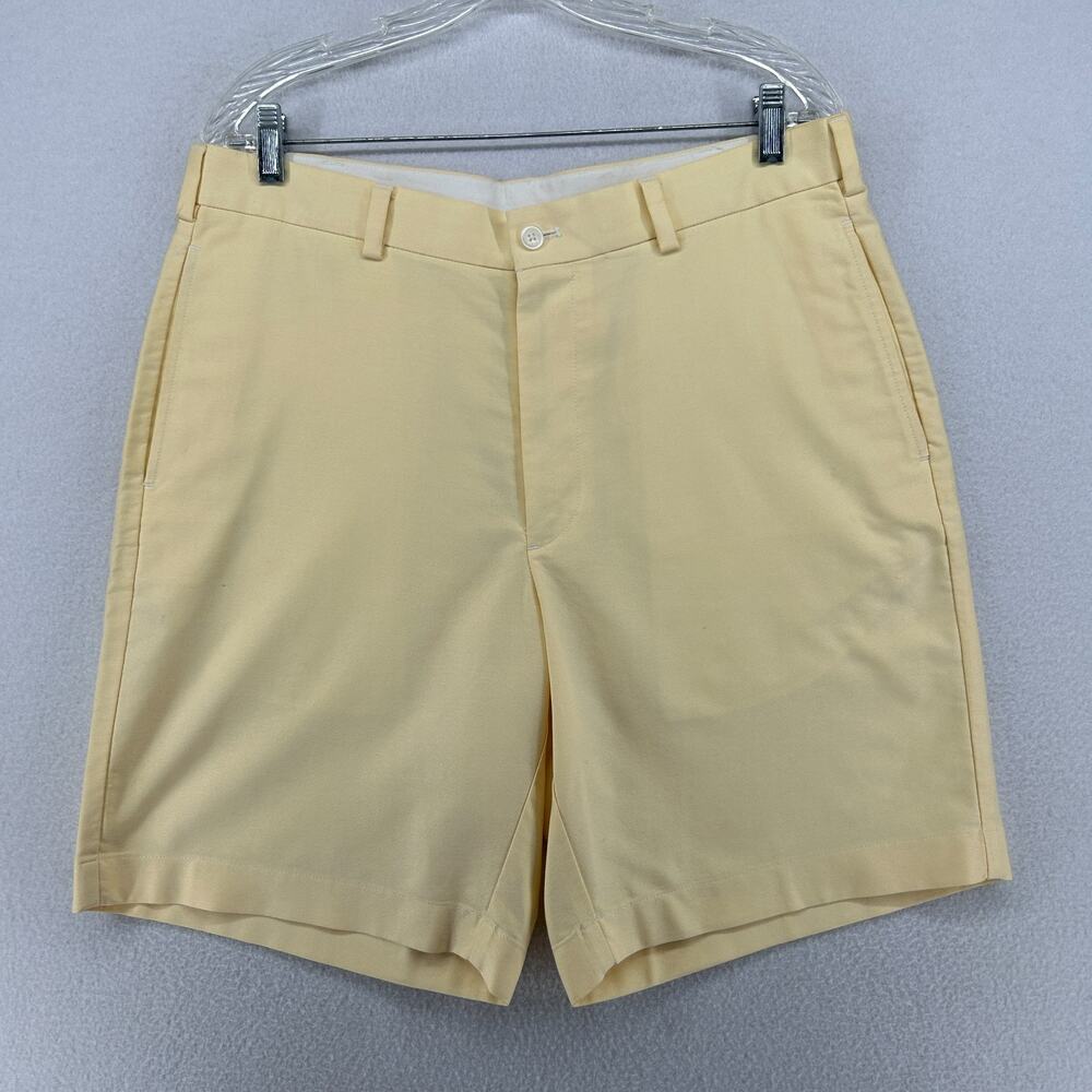 BROOKS BROTHERS Shorts Mens 35 Oxford Chino 9" Walking Cotton Yellow
